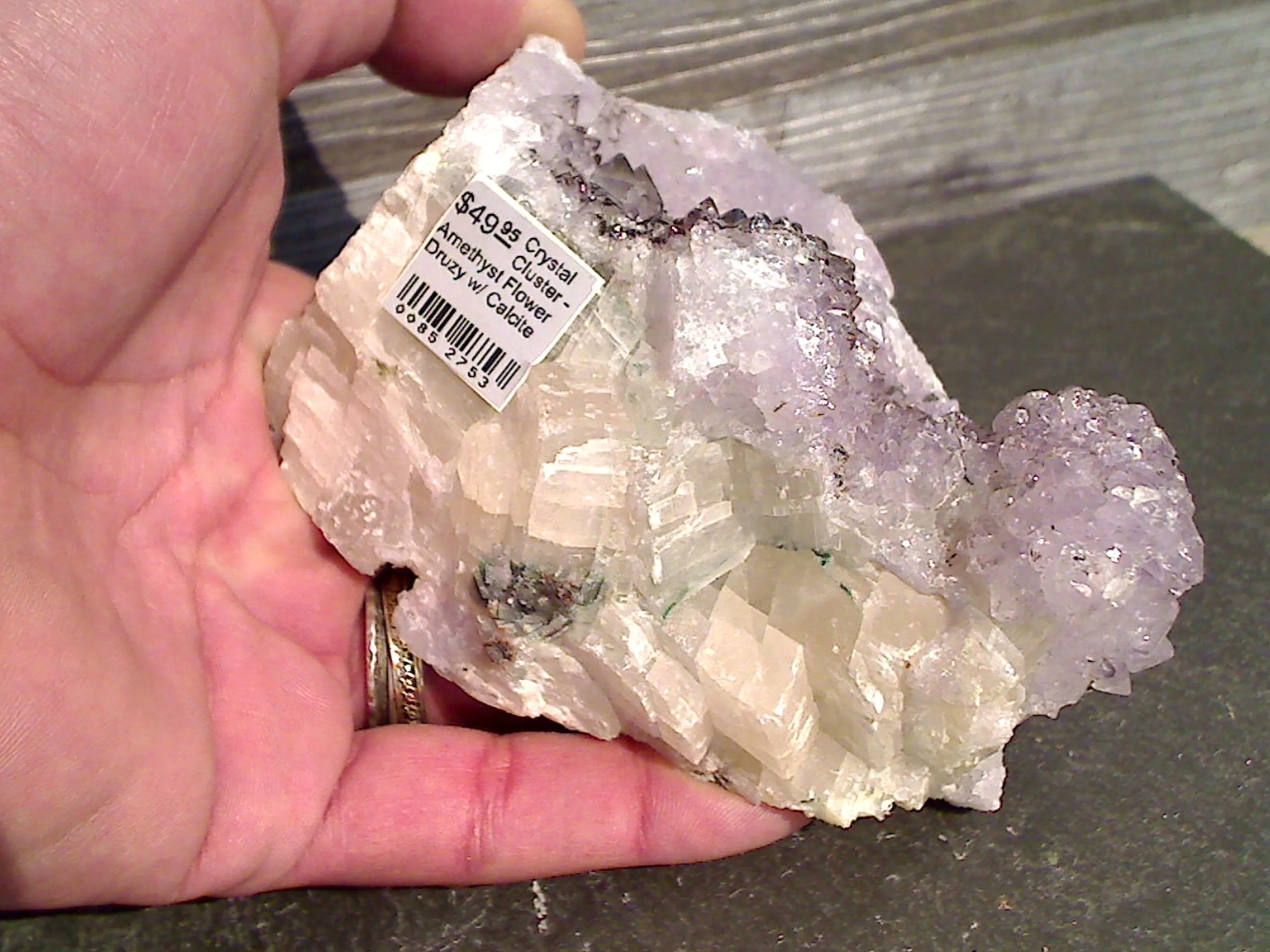 Amethyst Flower Druzy With Calcite Specimen