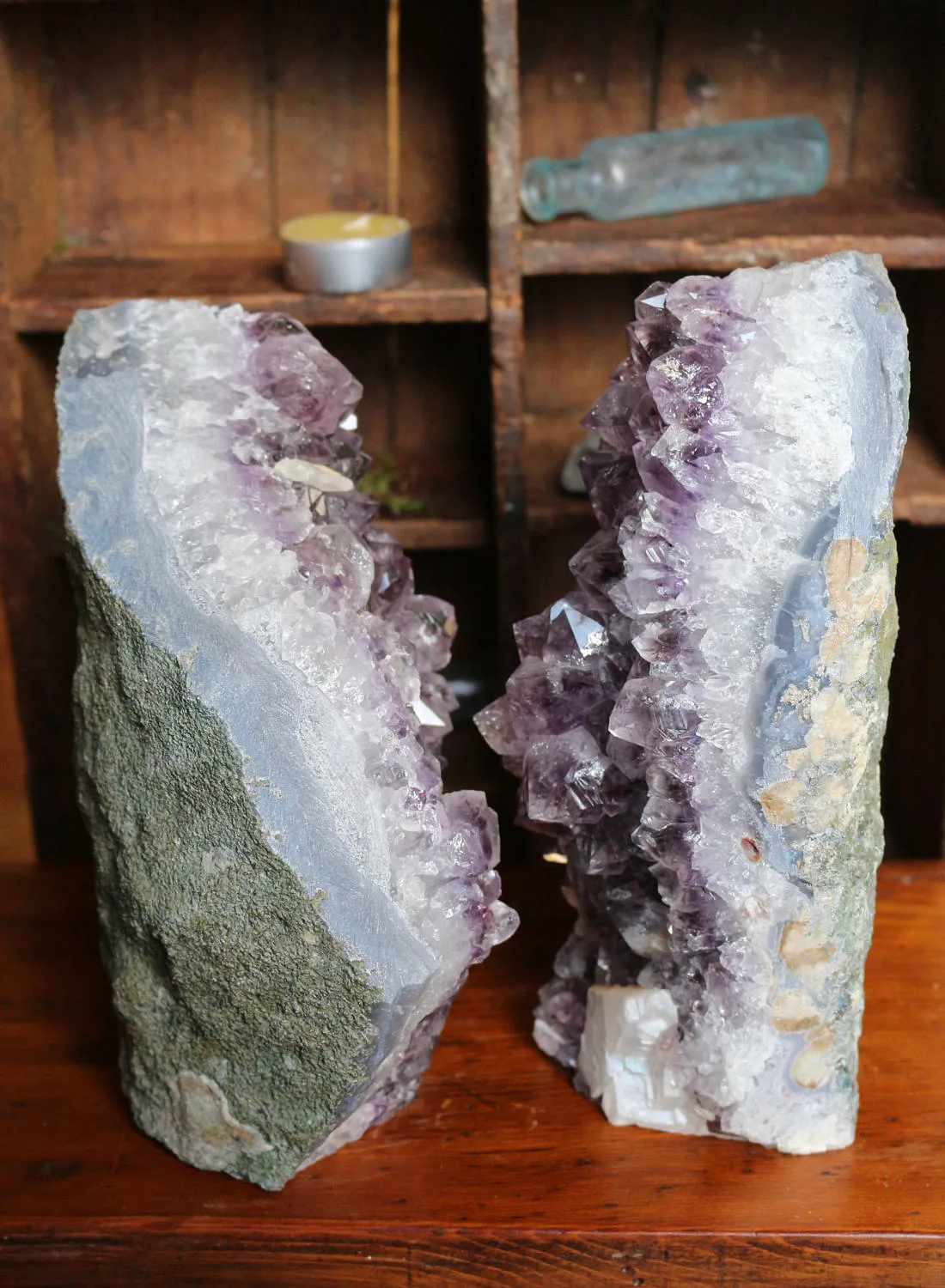 Amethyst Geode Bookends 4.88kg || Large Amethyst Points || Amethyst Geode Pair || Dorm Decor || Crystal Bookends || College Gifts || Boho ||