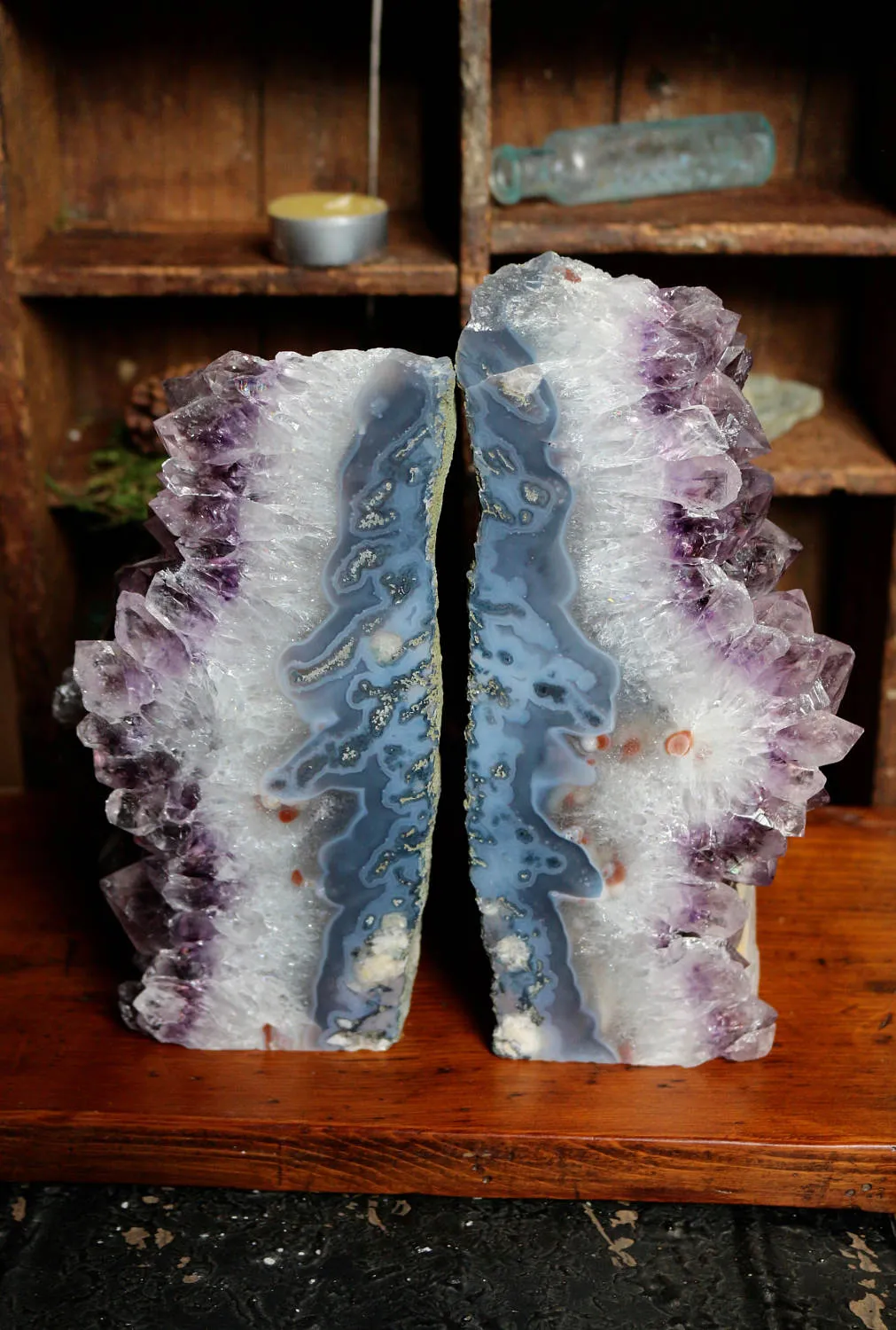 Amethyst Geode Bookends 4.88kg || Large Amethyst Points || Amethyst Geode Pair || Dorm Decor || Crystal Bookends || College Gifts || Boho ||