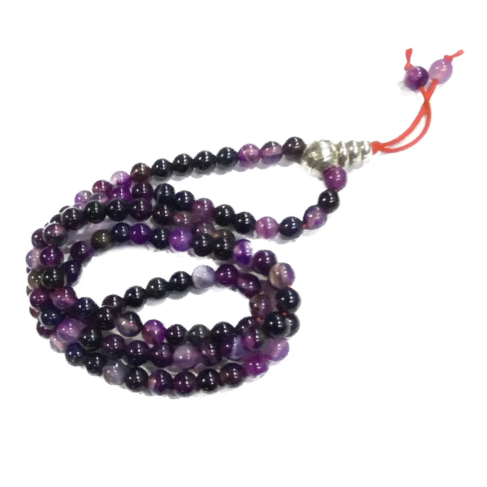 Amethyst Jaap Mala Rosery for Pooja and Astrology (108 1 Beads; Bead Size : 6 mm)