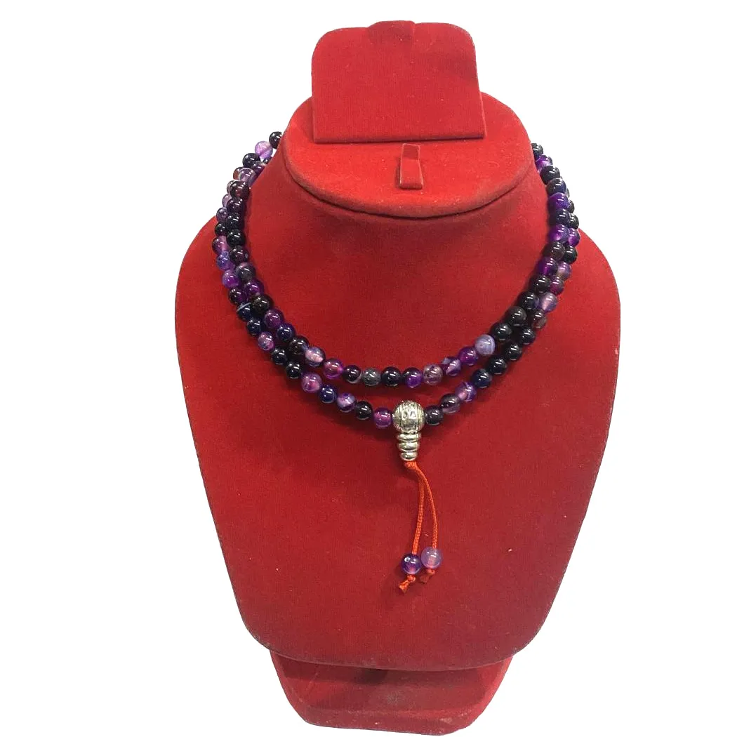 Amethyst Jaap Mala Rosery for Pooja and Astrology (108 1 Beads; Bead Size : 6 mm)