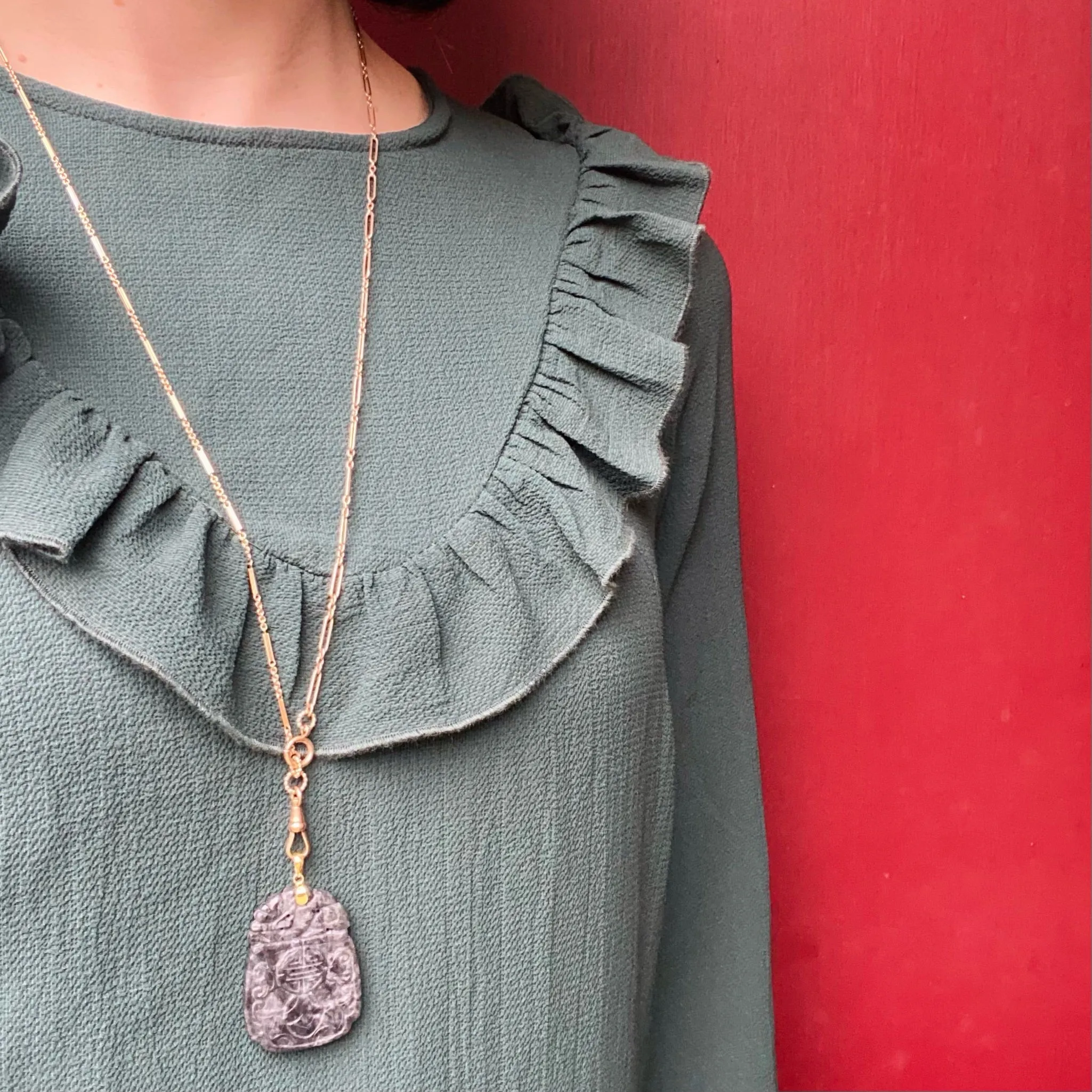 An Auspicious Black Jade Carved Pendant