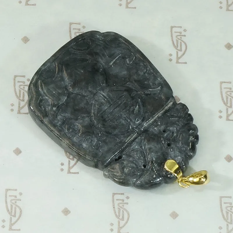 An Auspicious Black Jade Carved Pendant