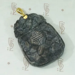 An Auspicious Black Jade Carved Pendant