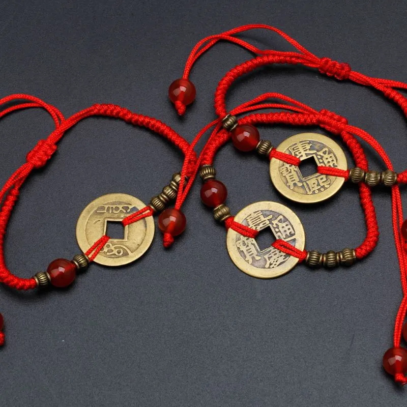 Ancient Coin Red String Bracelet Good Luck Charm Bracelet