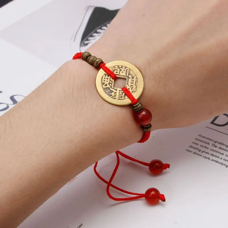 Ancient Coin Red String Bracelet Good Luck Charm Bracelet