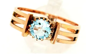 Aquamarine 15ct Yellow Gold Handmade Ring