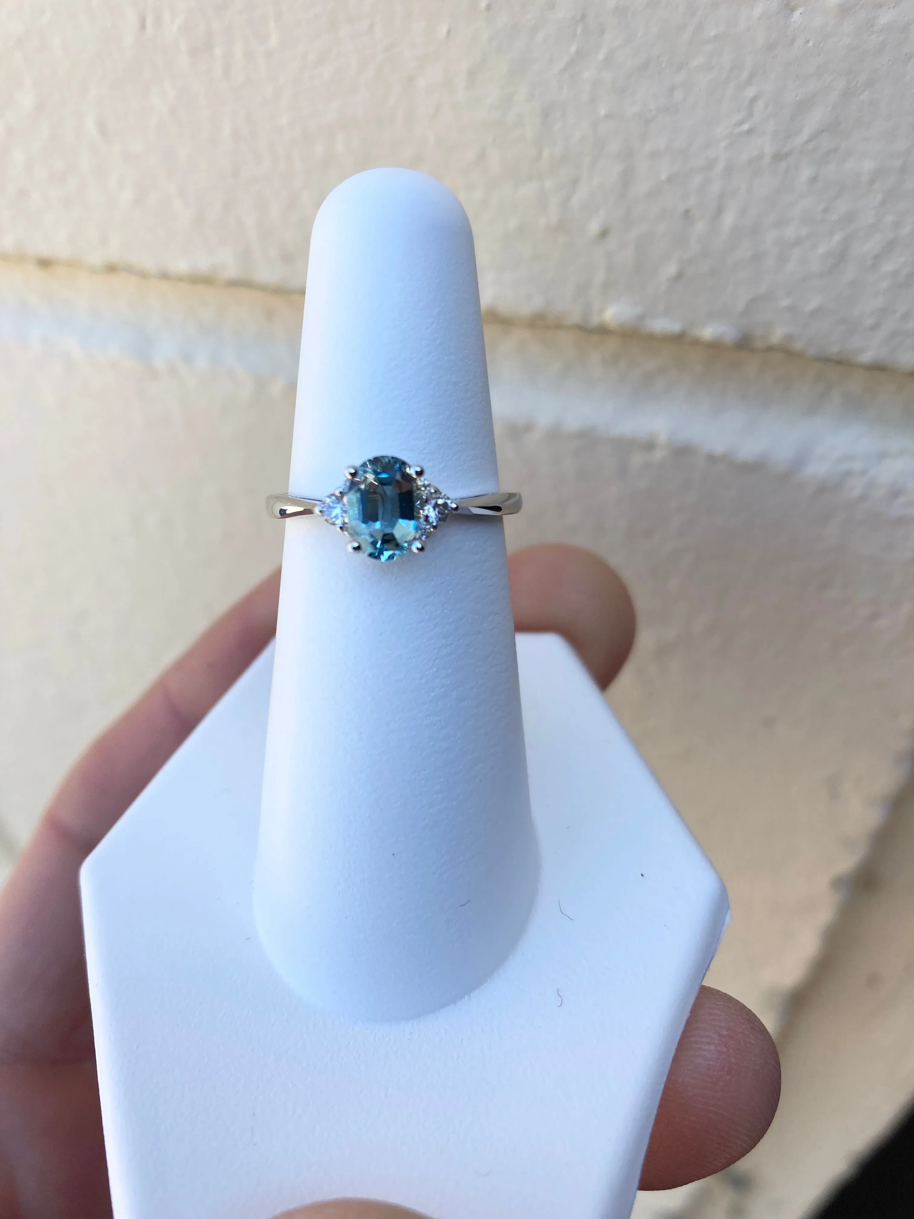 Aquamarine And Diamond White Gold Ring