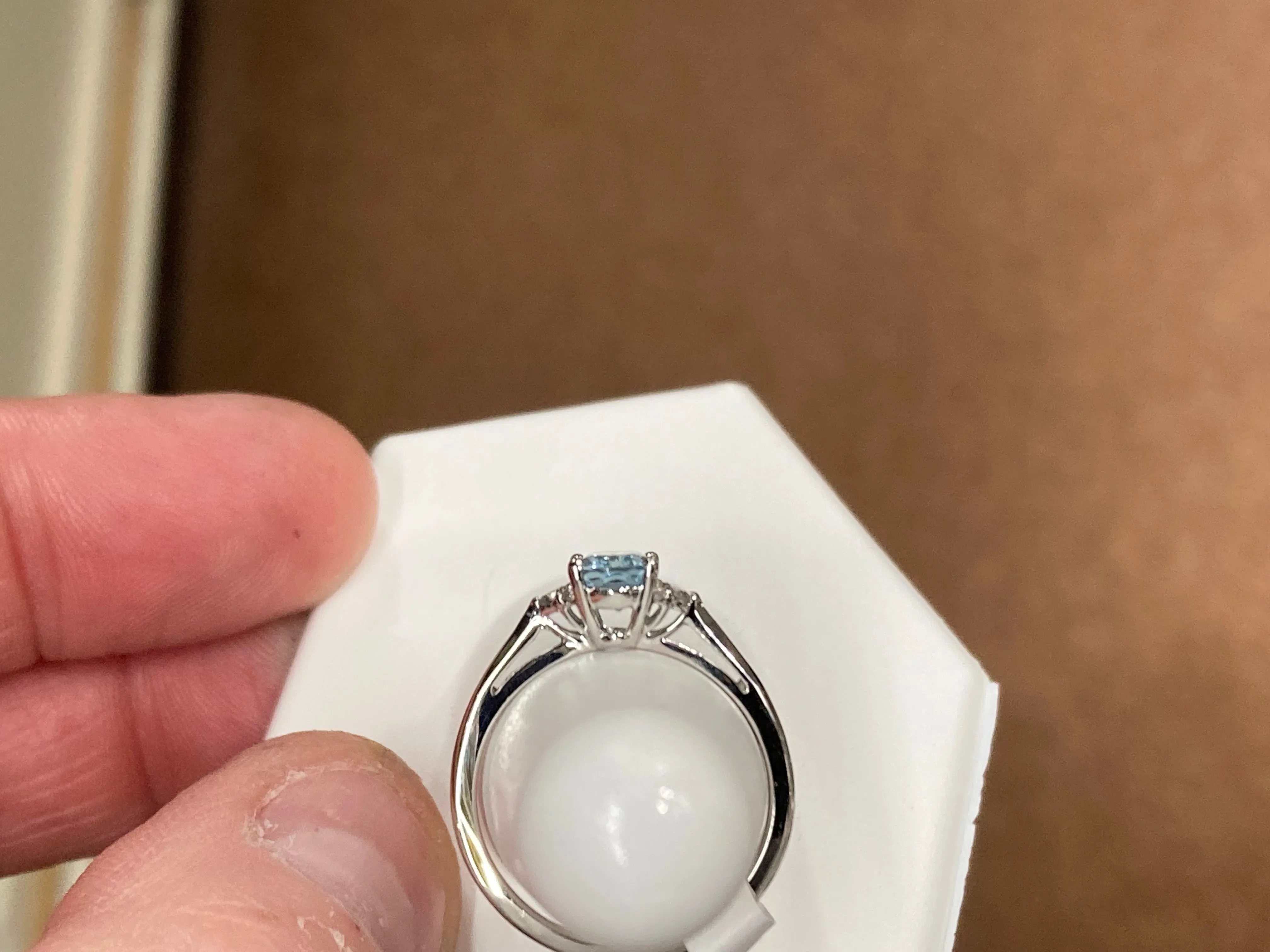 Aquamarine And Diamond White Gold Ring