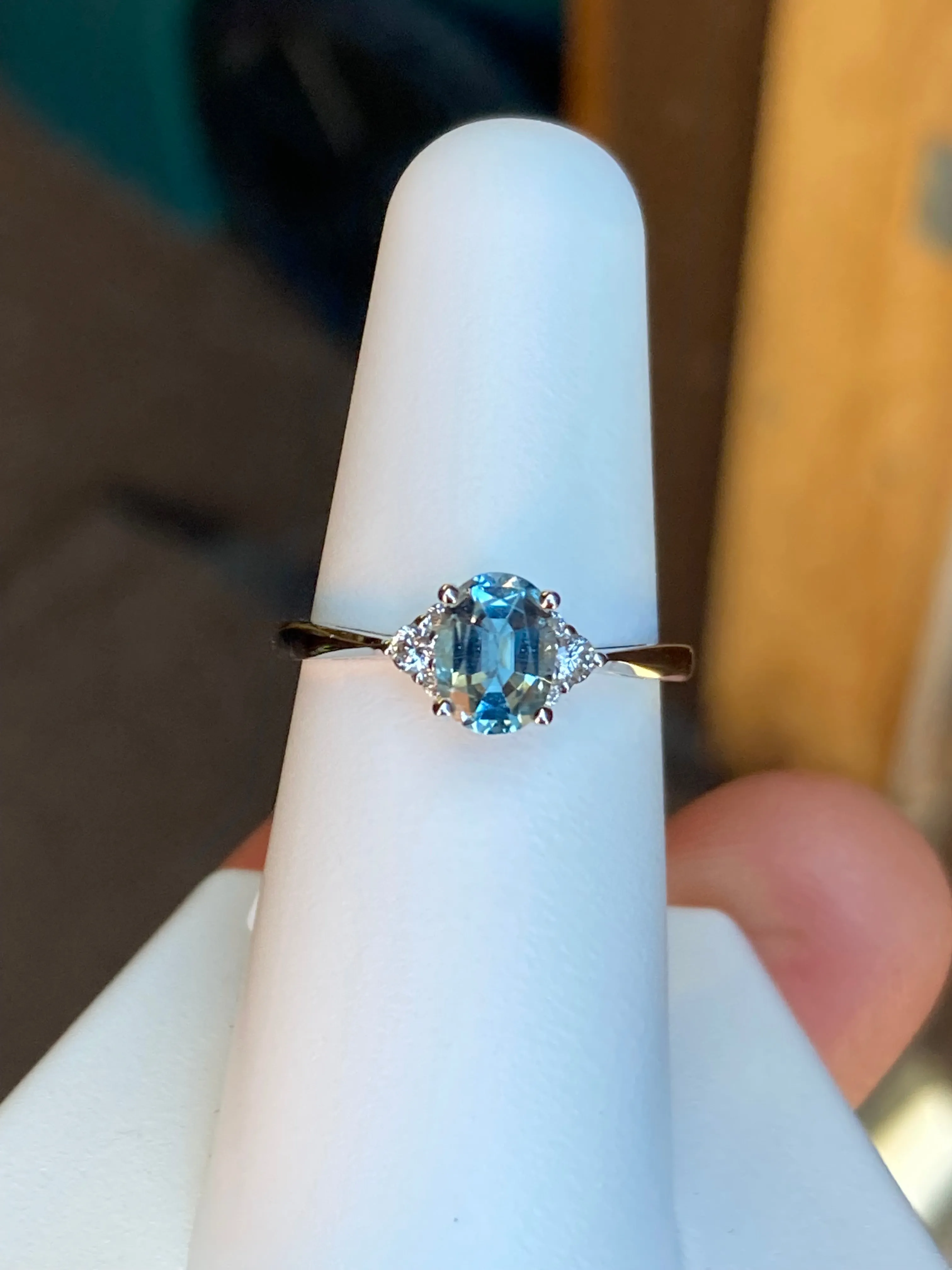 Aquamarine And Diamond White Gold Ring