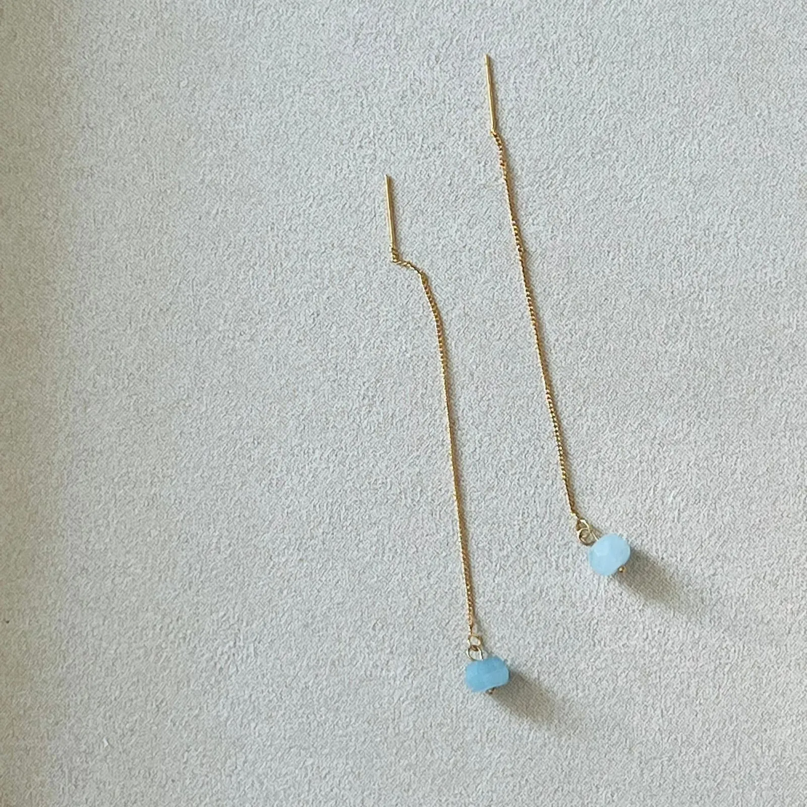 Aquamarine Thread Earrings GHW