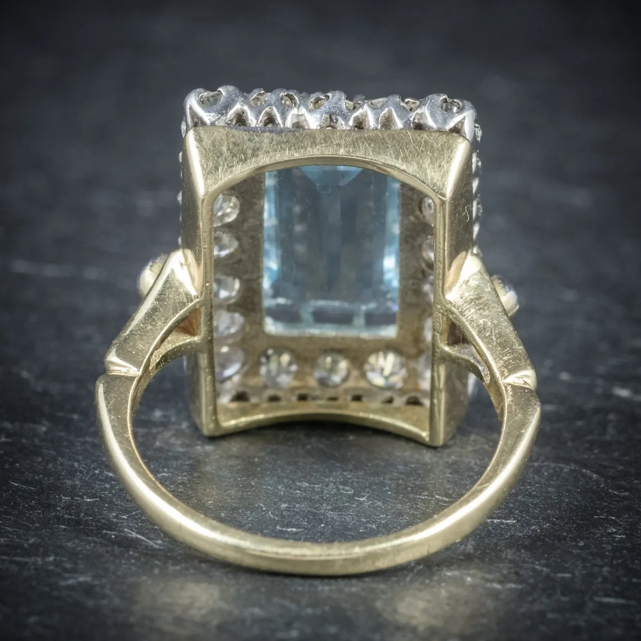 Art Deco Style Aquamarine Diamond Ring 18Ct Gold 6Ct Aqua