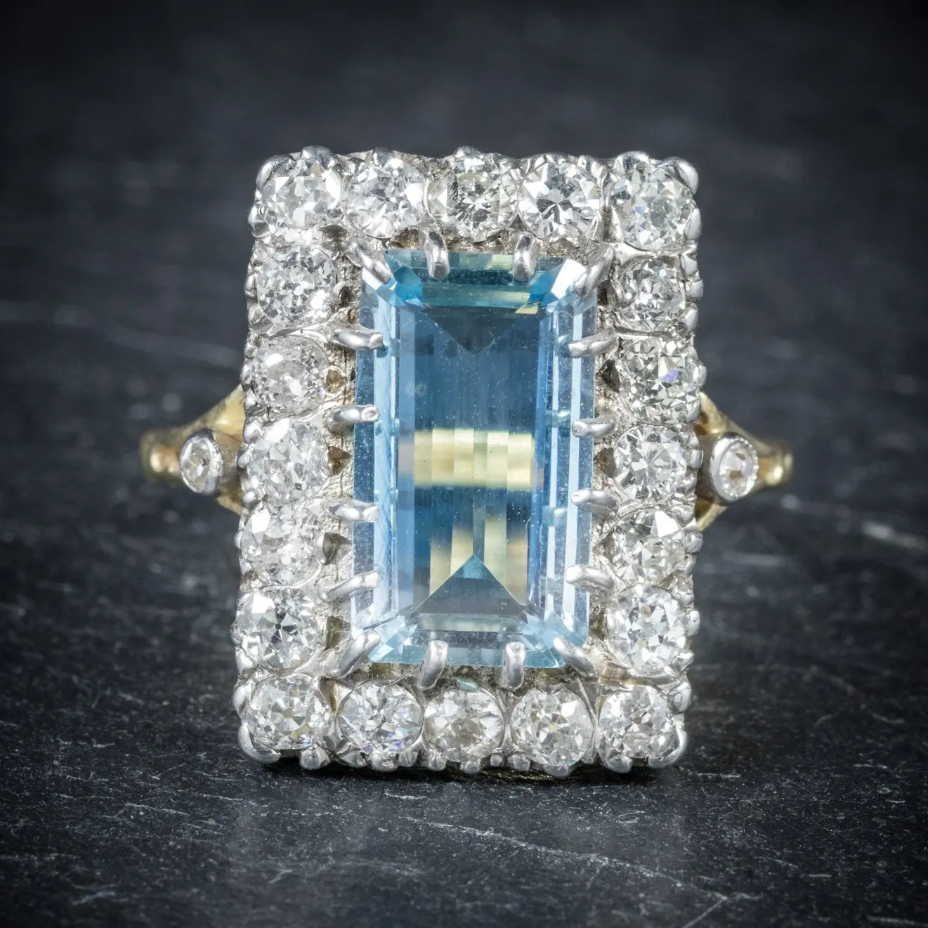 Art Deco Style Aquamarine Diamond Ring 18Ct Gold 6Ct Aqua