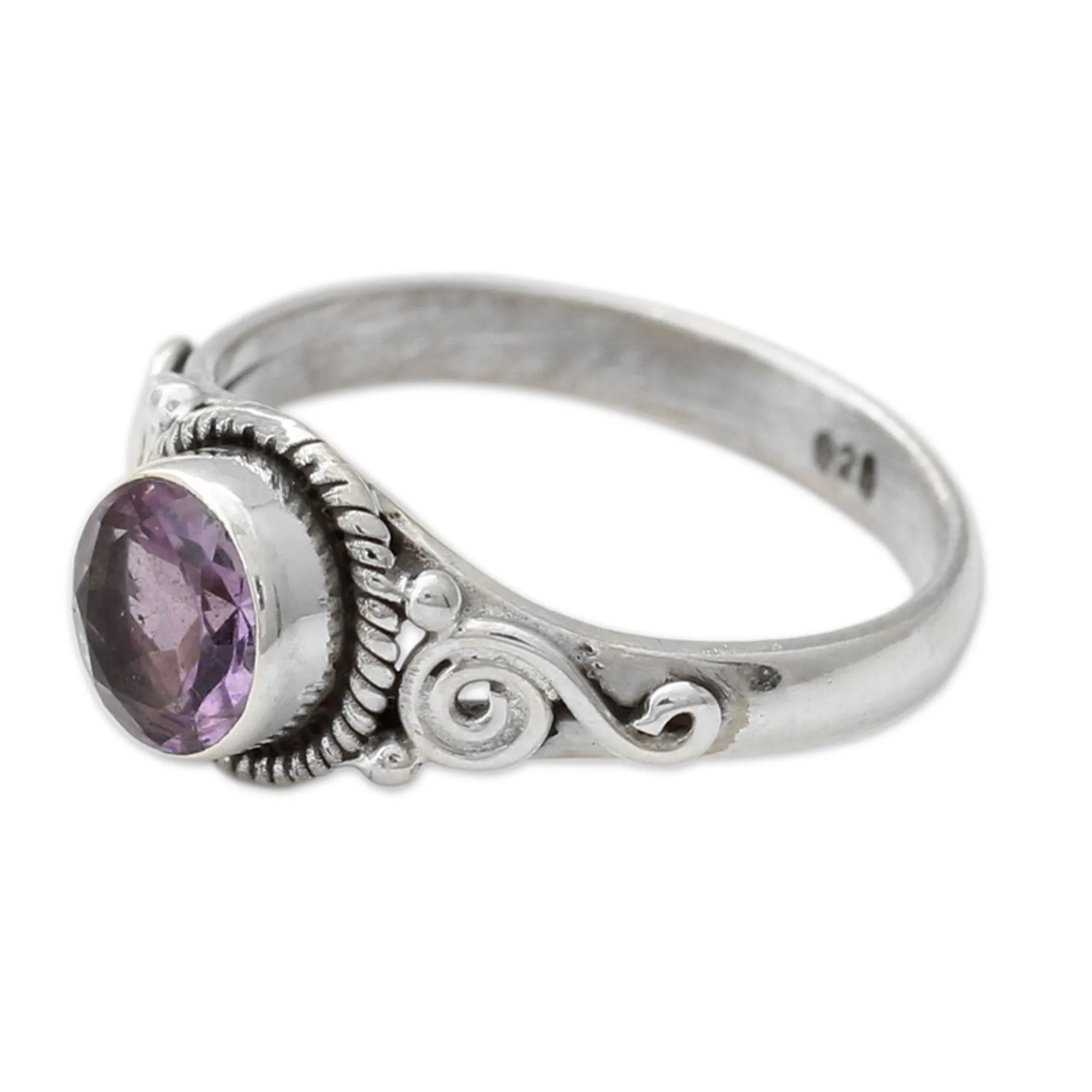 Artisan Crafted Silver and Amethyst Ring from India - Assam Orchid | NOVICA