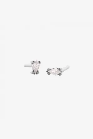 Astral Stud Earrings - Silver/Rose Quartz