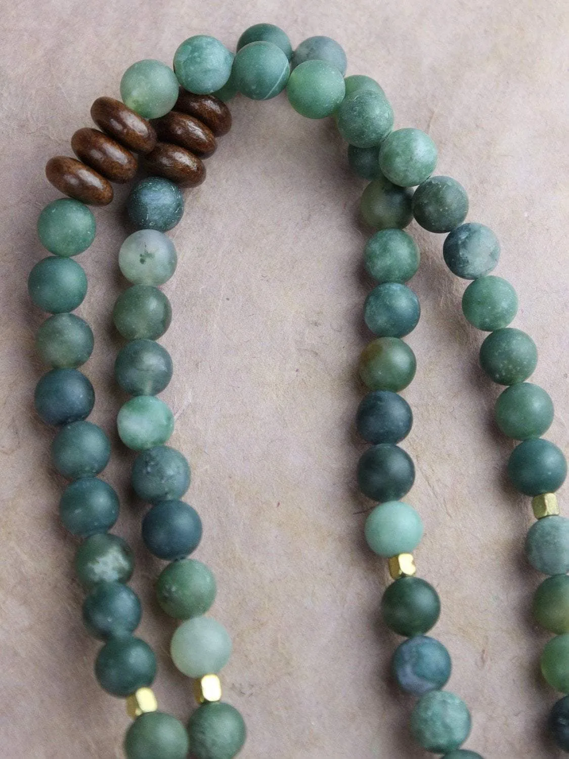 Auspicious Hamsa and Moss Agate Necklace