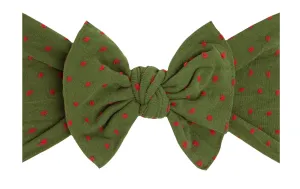 Baby Bling Hunter Red Shabby Dot Patterned Knot Headband