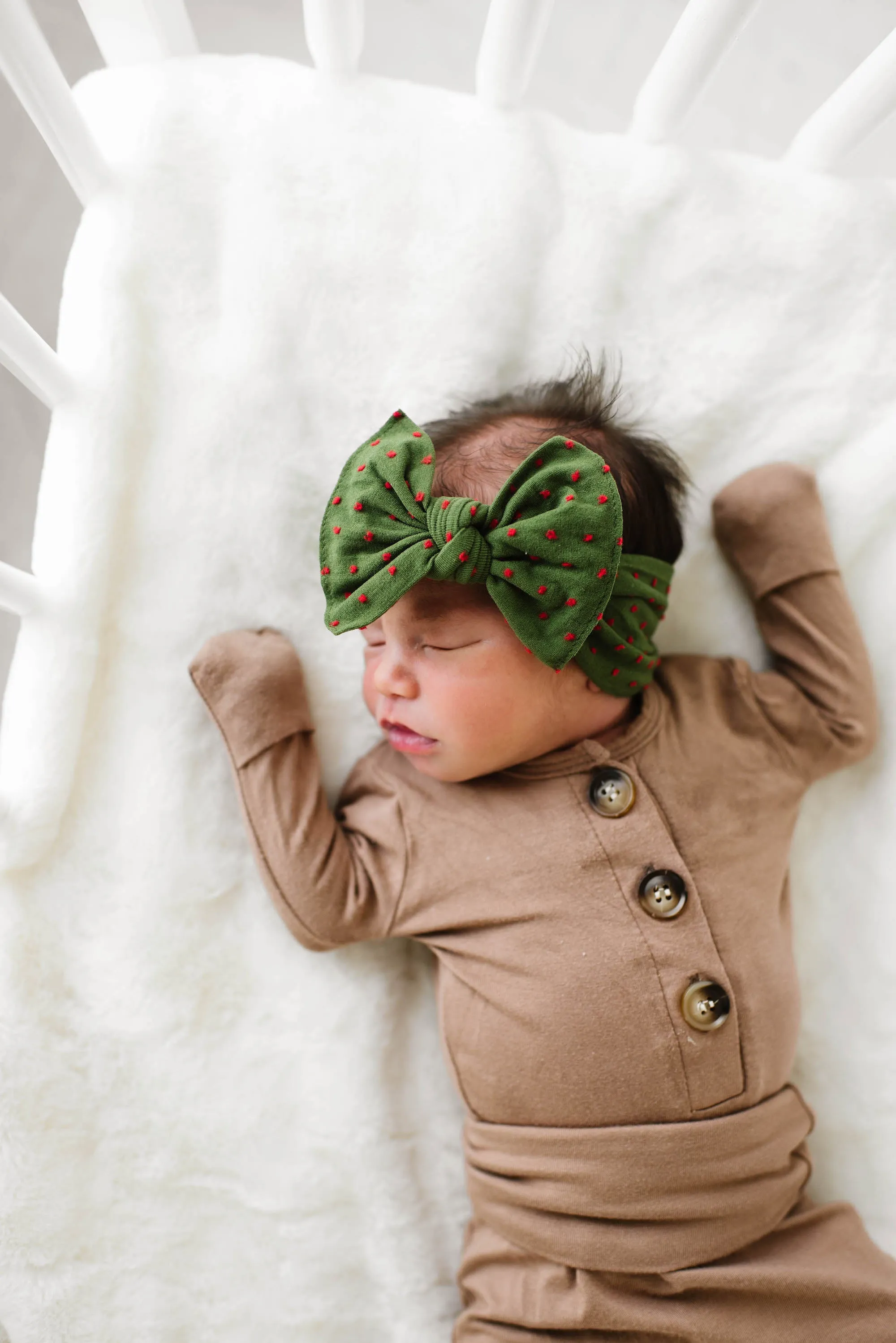 Baby Bling Hunter Red Shabby Dot Patterned Knot Headband