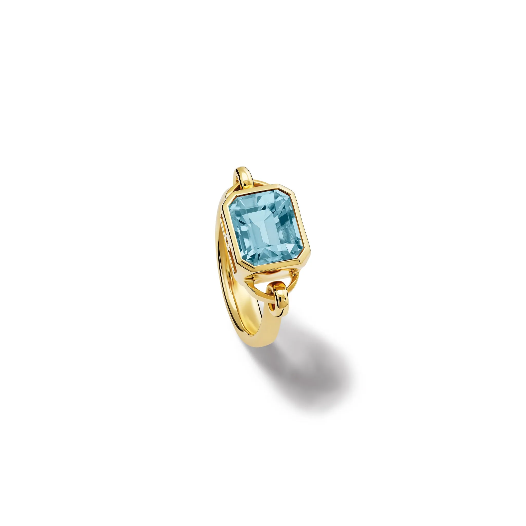 Baguette Ring 18ct Yellow Gold - Octagon Aquamarine