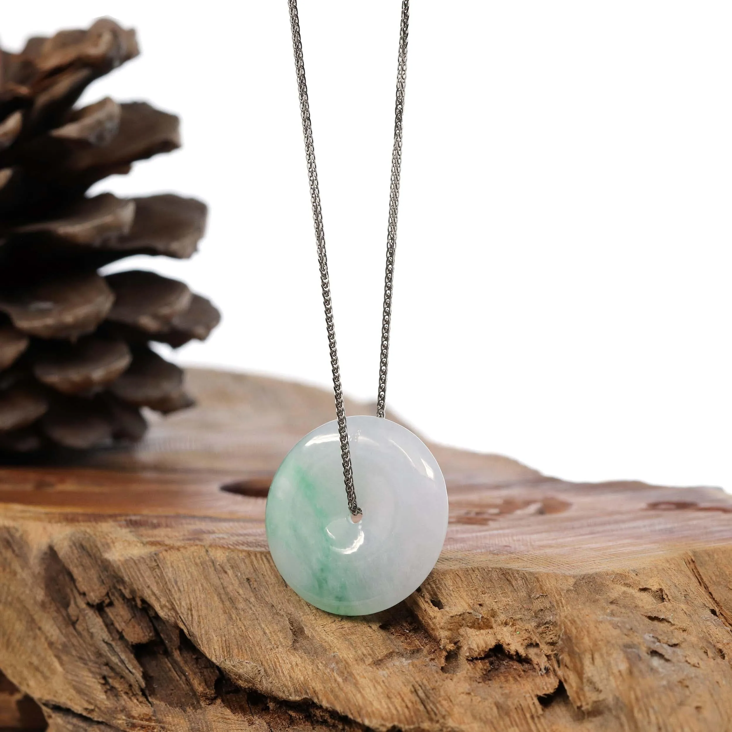 Baikalla "Good Luck Button" Necklace Green Jadeite Jade  Necklace