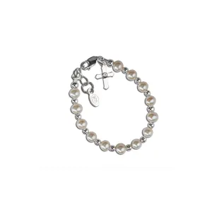 Baptism Cross Bracelet Silver/Pearl- Kaitlyn