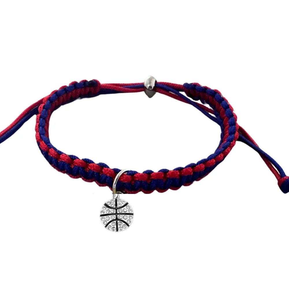 Basketball Multi Colored Charm Rope Bracelet - Pick Color