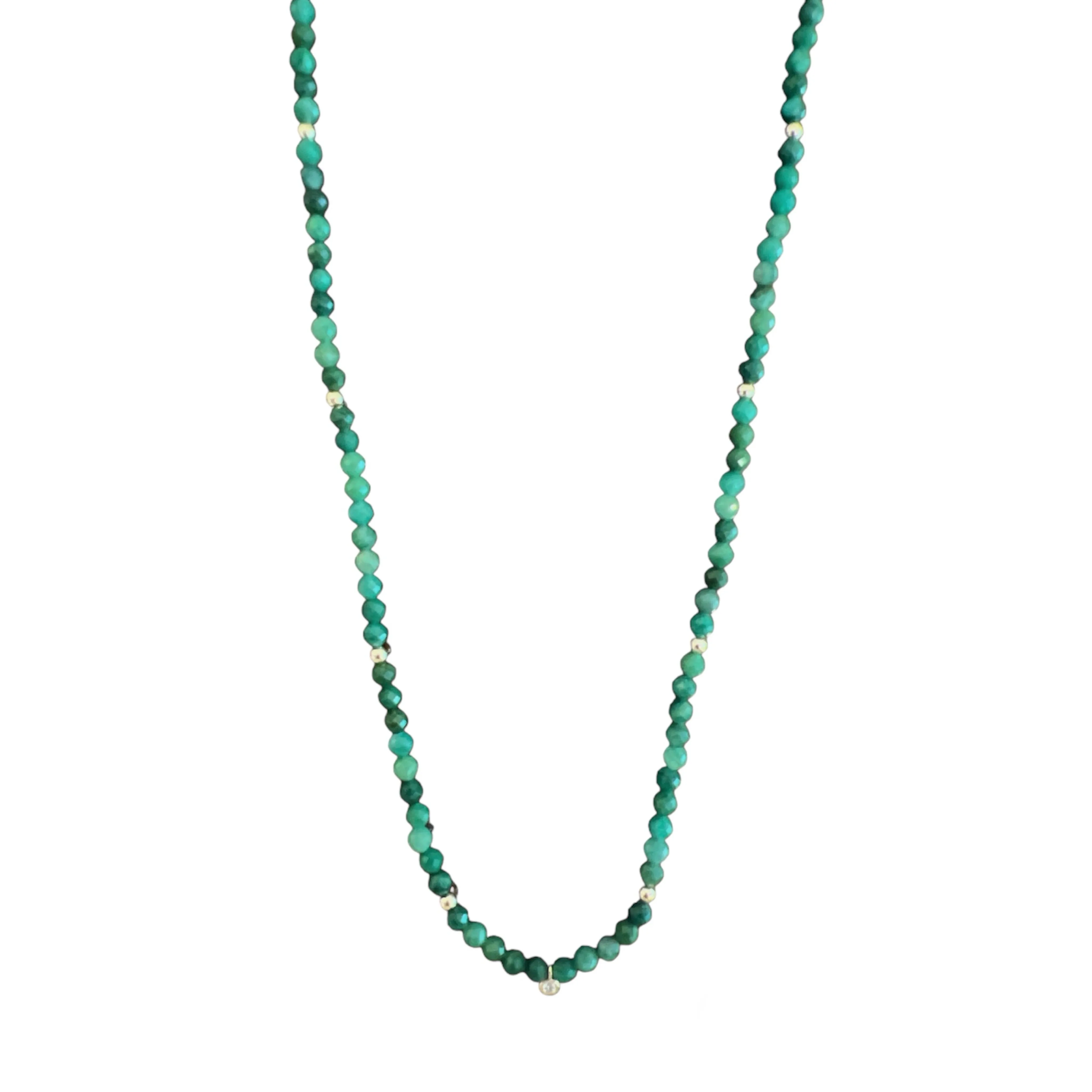 Beaded Jade Necklace with Diamond