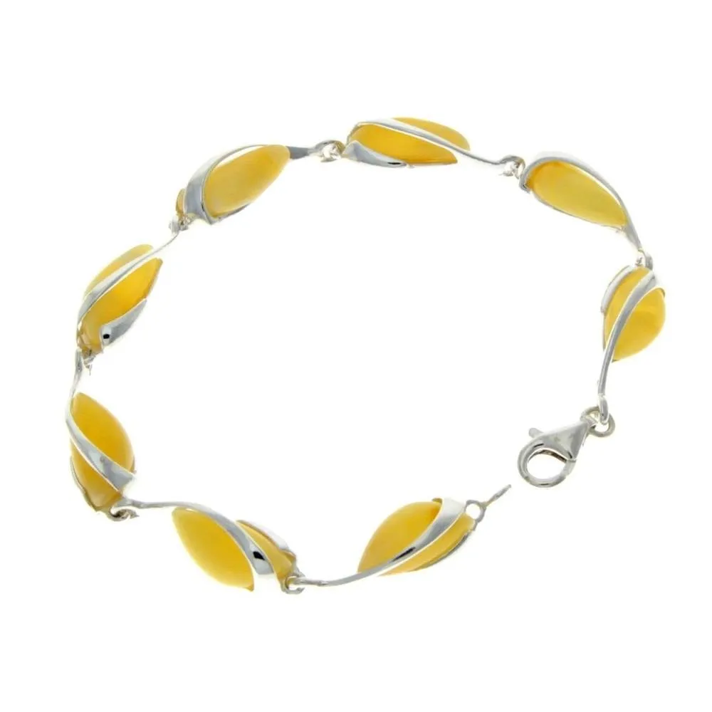 Beautiful Designer Silver Bracelet set with Baltic Amber - GL501