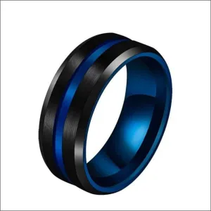 Black & Blue Groove Ring