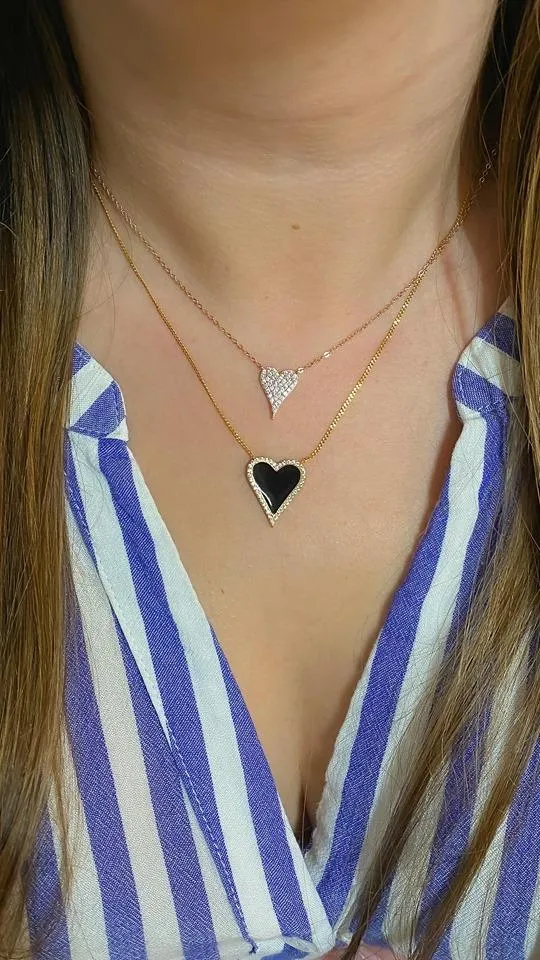 Black Enamel and Diamond Heart