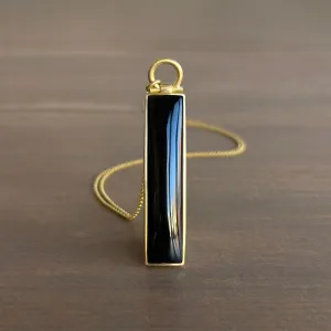 Black Nephrite Jade Elongated Rectangle Pendant