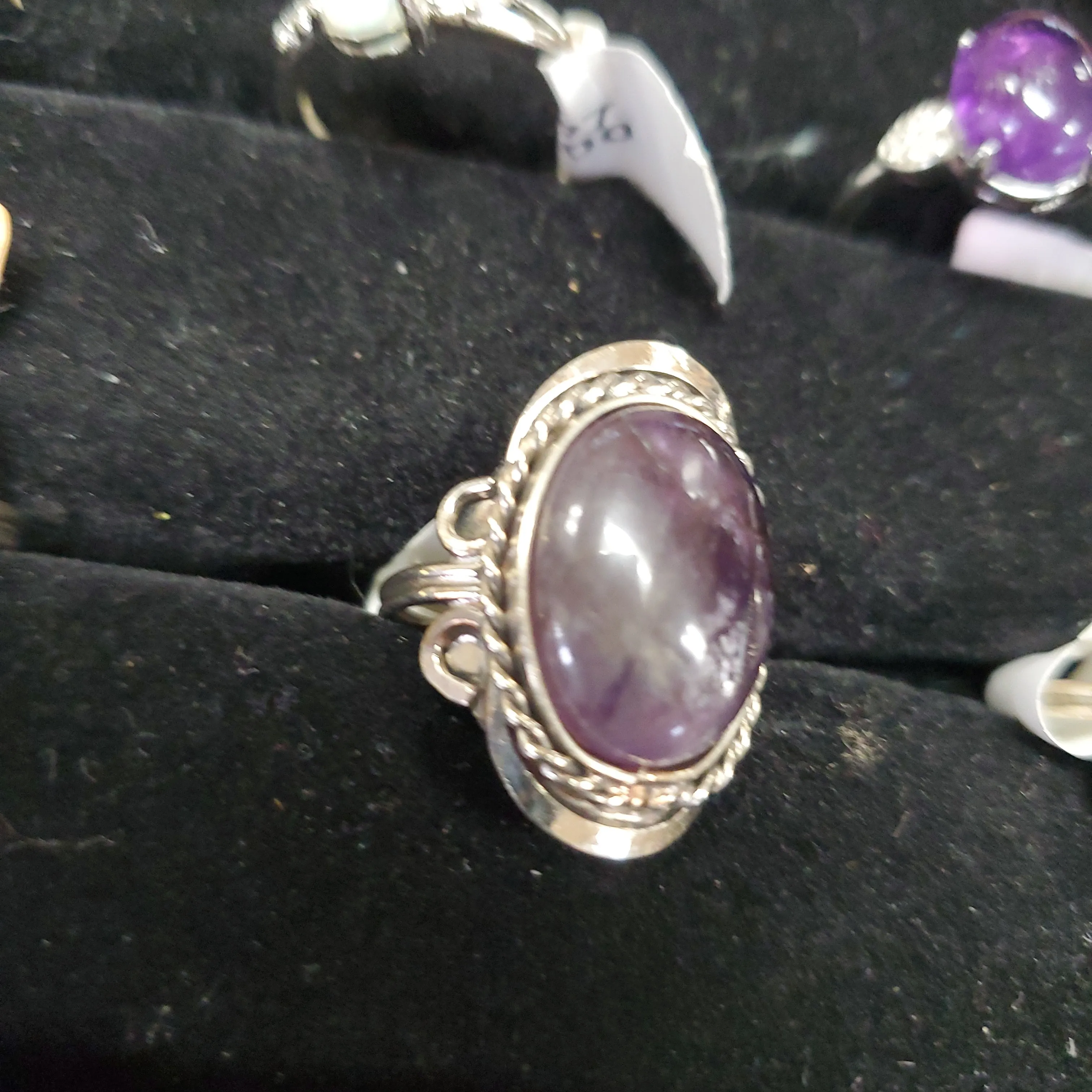 Boho Pewter Gemstone Rings - Adjustable