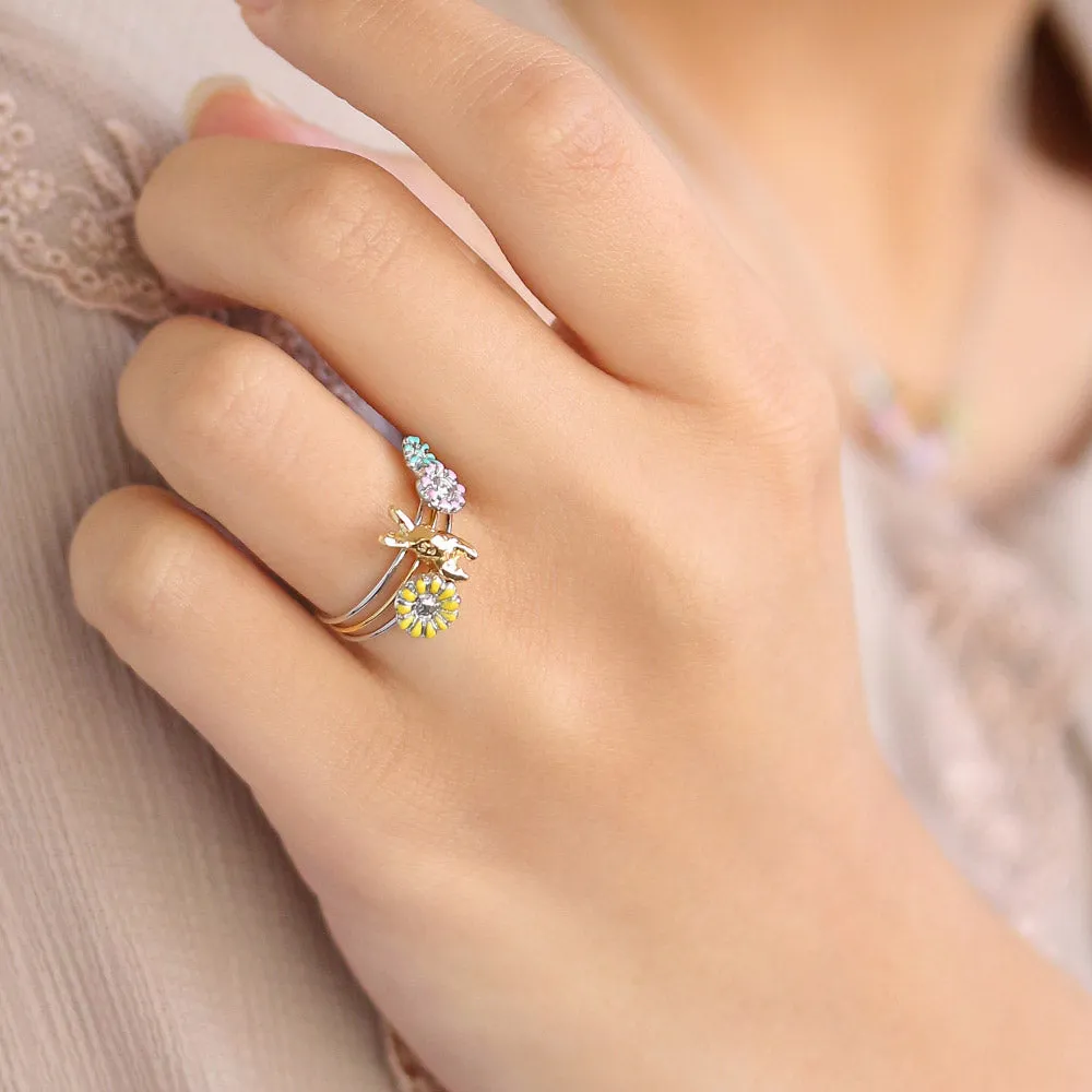 Bunny and Flower Ring Set