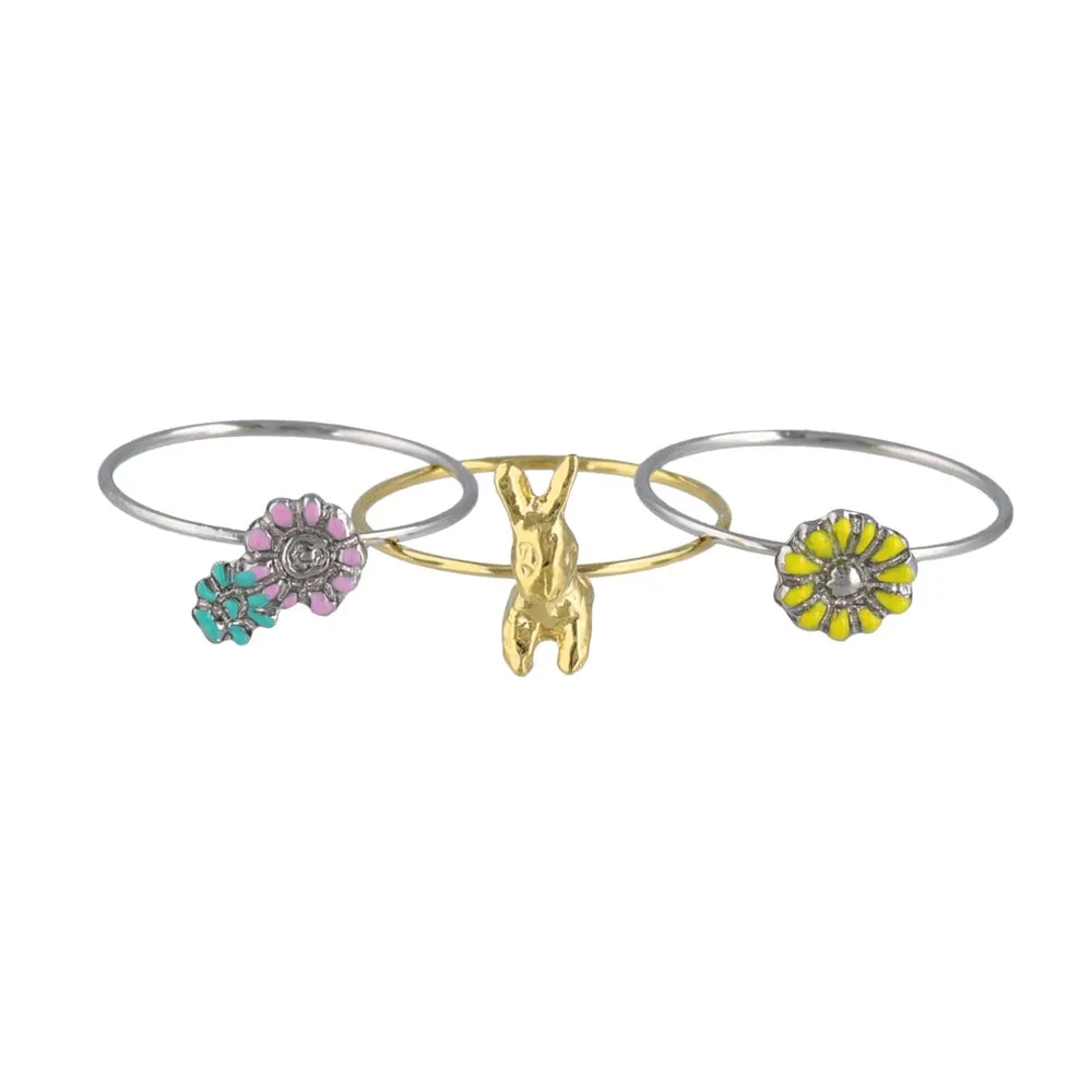 Bunny and Flower Ring Set