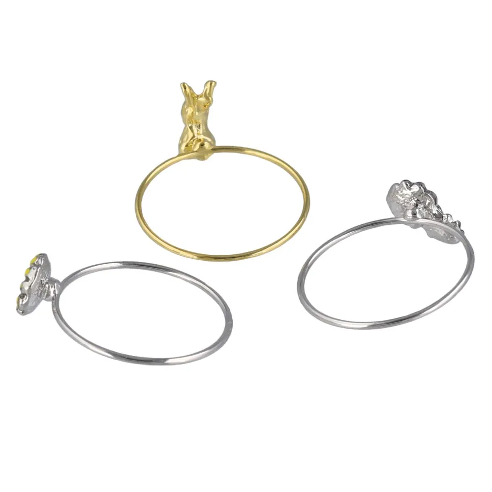 Bunny and Flower Ring Set