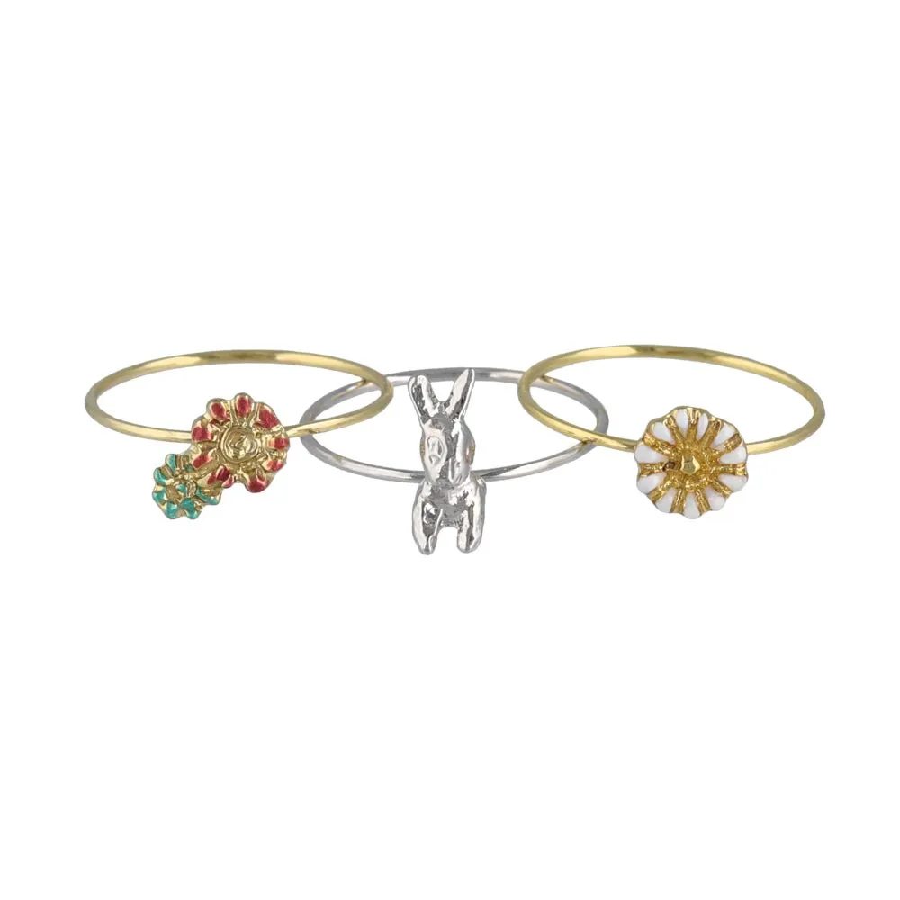 Bunny and Flower Ring Set