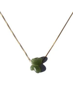 Butterfly — Green jade pendant necklace