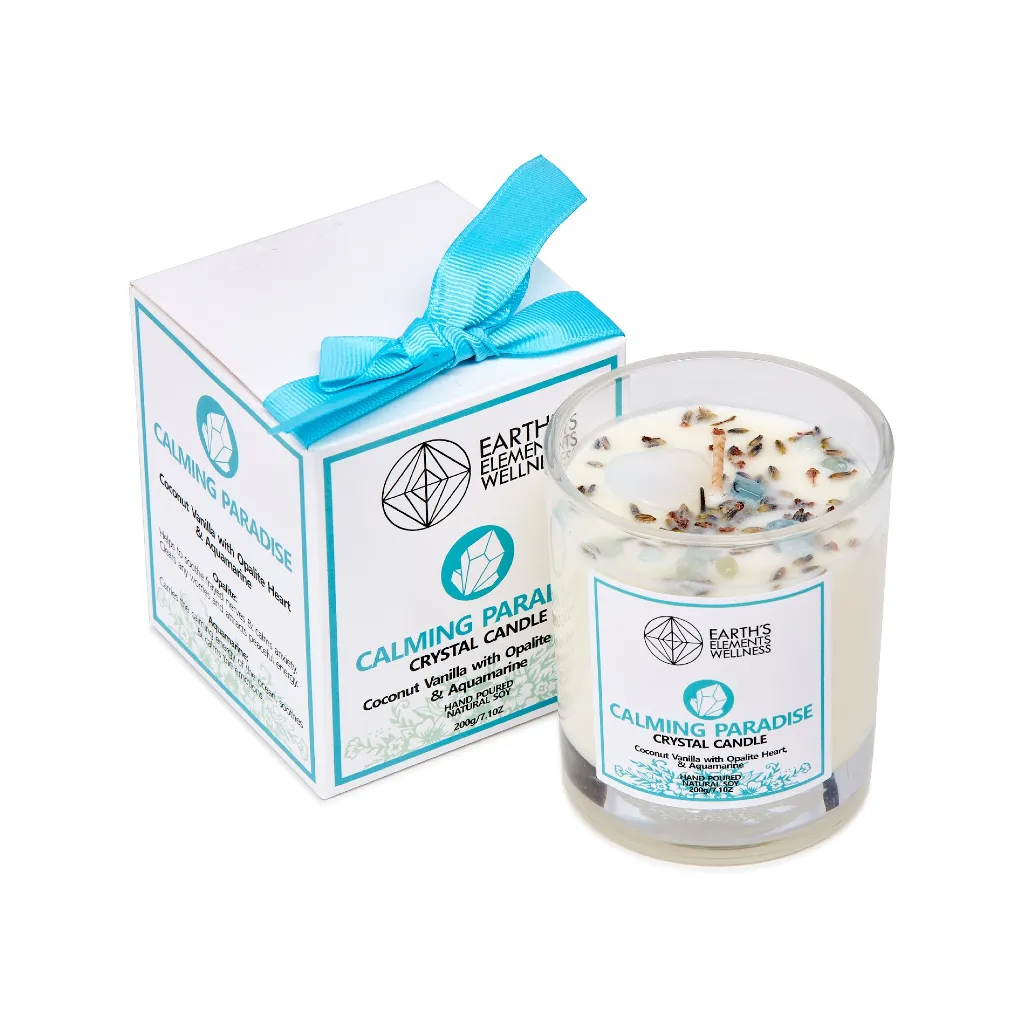 Calming Paradise Crystal Candle - Coconut Vanilla - 7.1oz