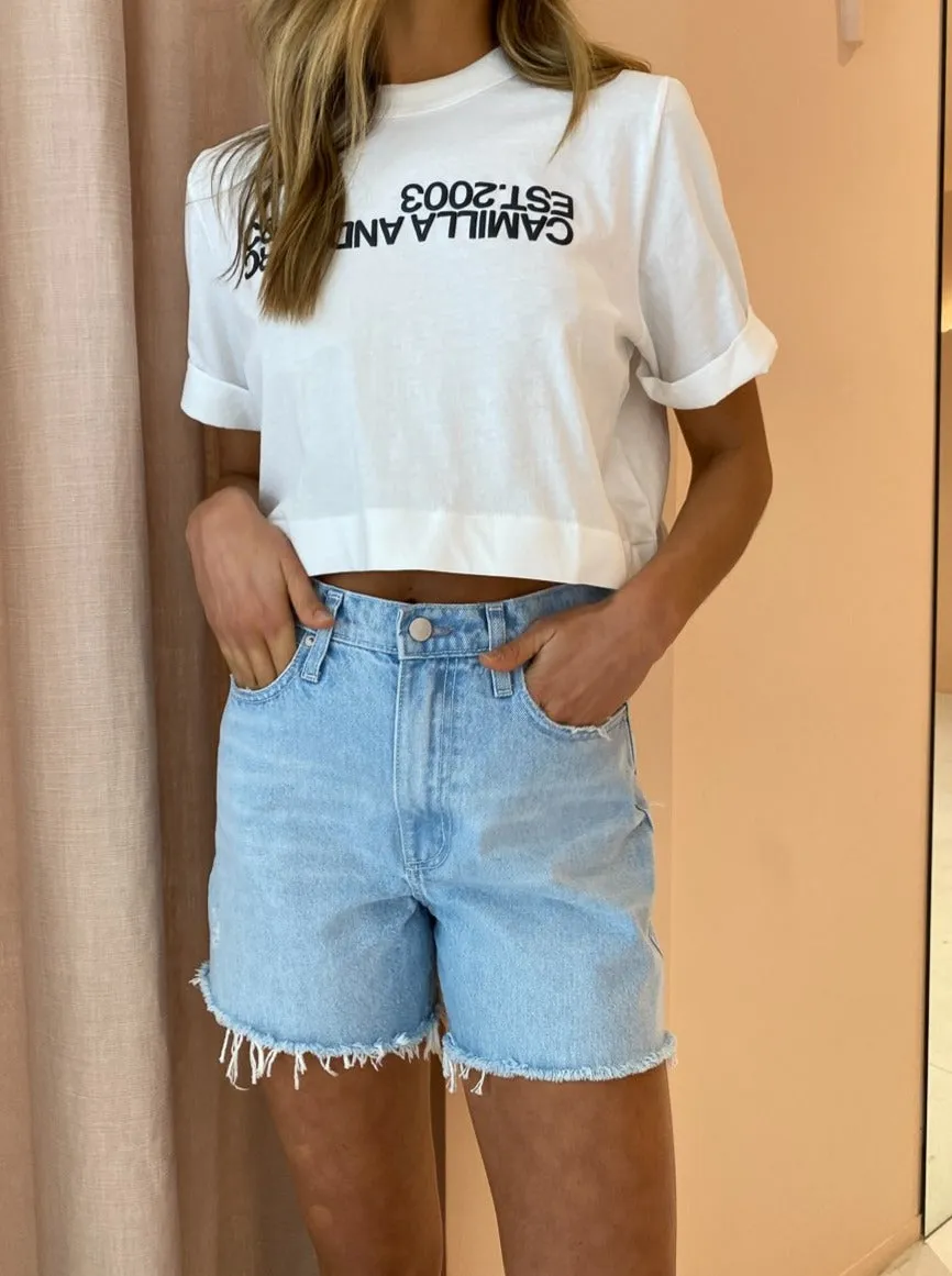 Camilla and Marc Amelia Crop Logo Tee in White