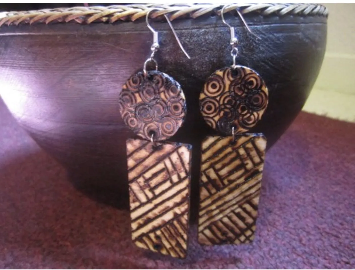 Centric Wood Burned Earrings