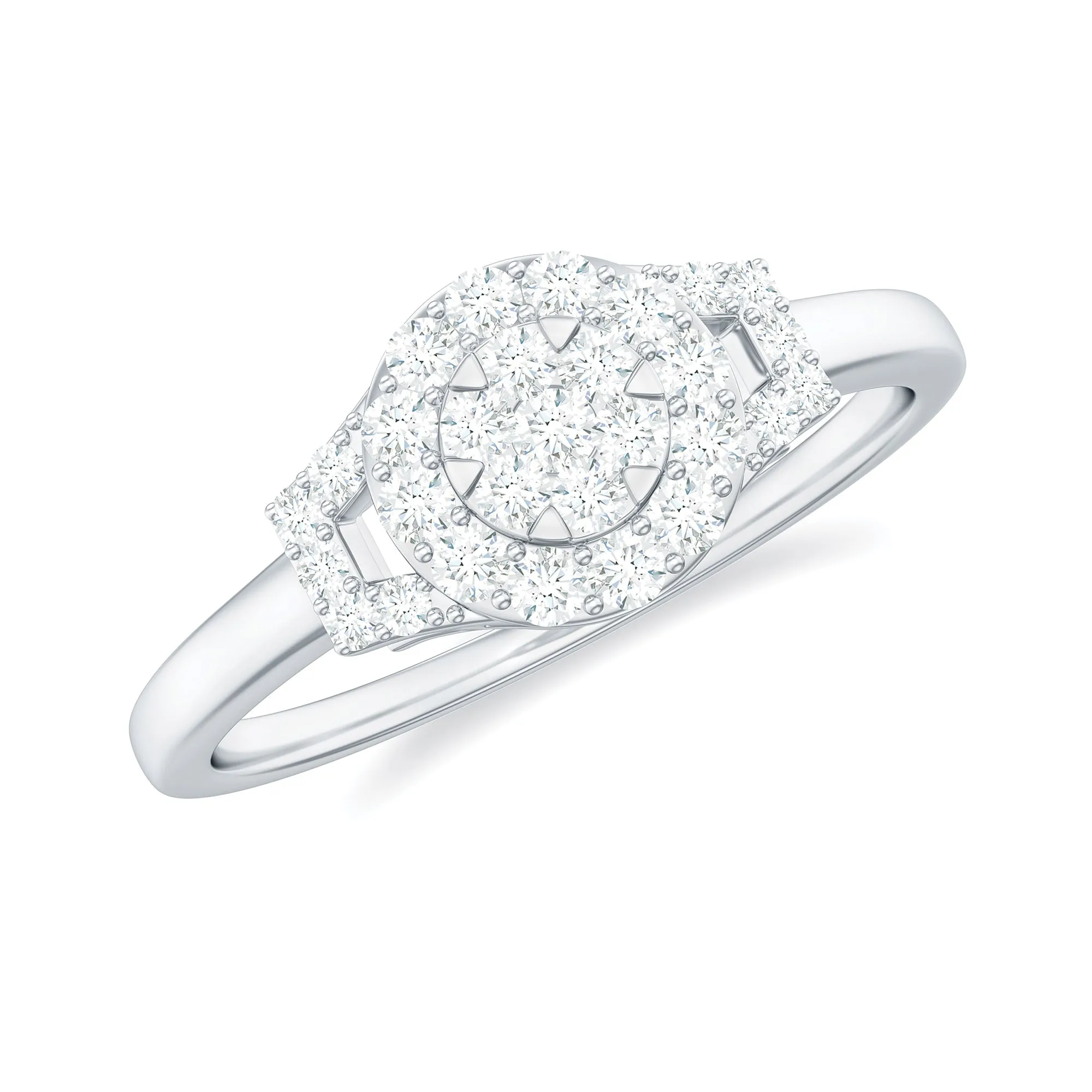 Certified Minimal Moissanite Halo Engagement Ring in Illusion Setting