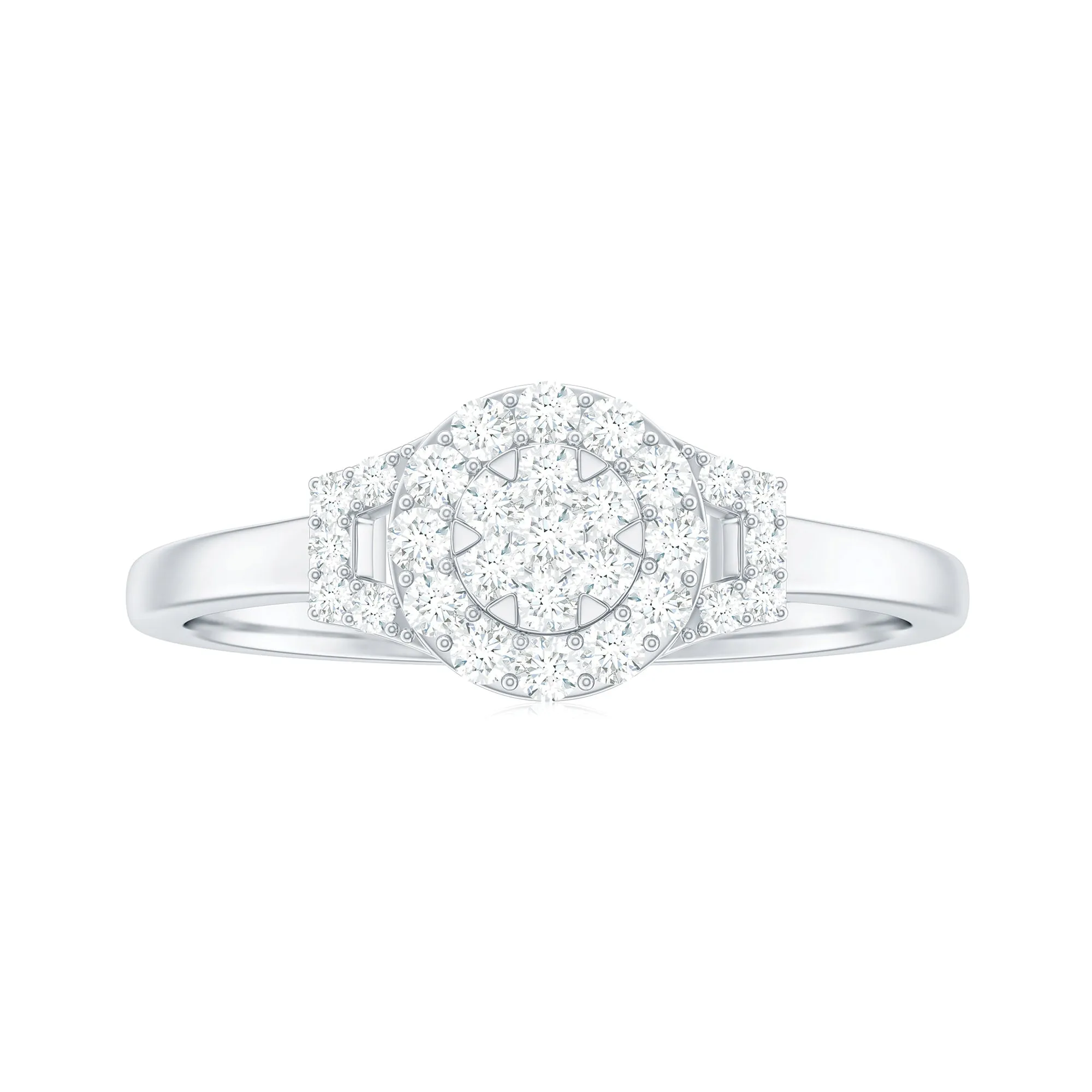 Certified Minimal Moissanite Halo Engagement Ring in Illusion Setting