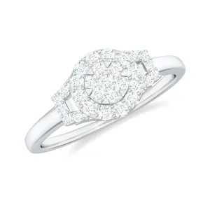 Certified Minimal Moissanite Halo Engagement Ring in Illusion Setting