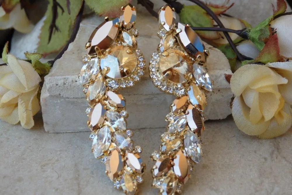 Champagne cluster earrings