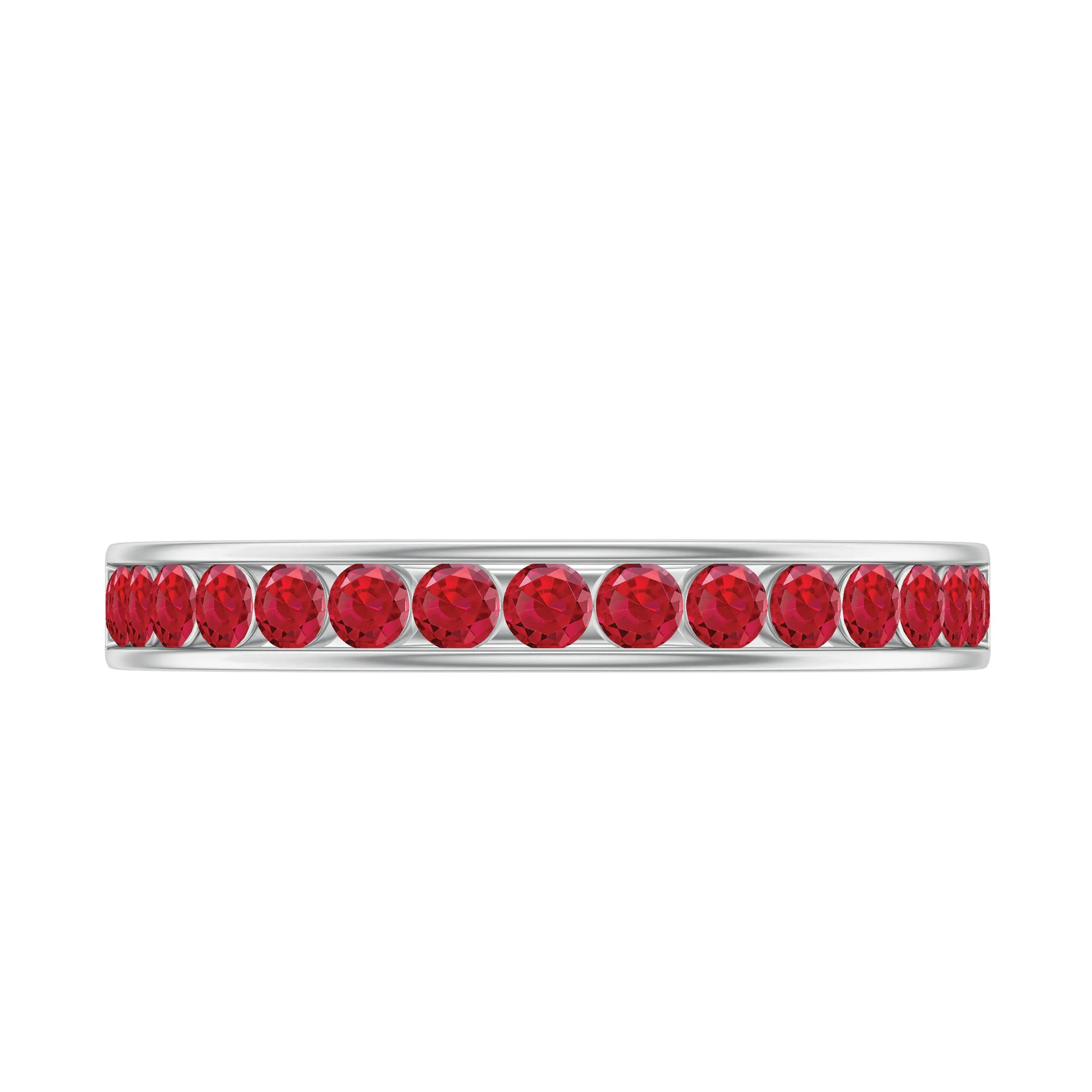 Channel Set Round Lab-Created Ruby Half Eternity Ring