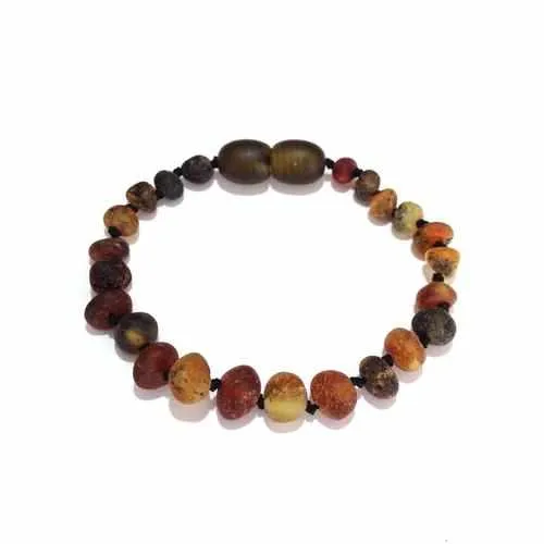 Child Enchanted Raw Green Baltic Amber Anklet Bracelet