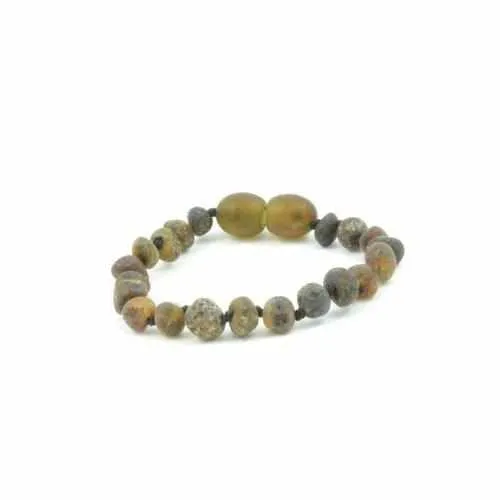 Child Enchanted Raw Green Baltic Amber Anklet Bracelet