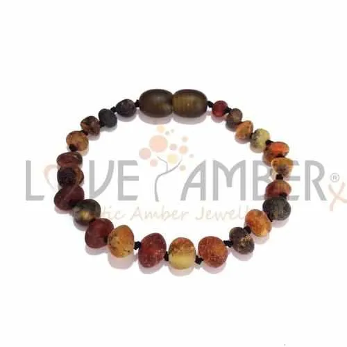 Child Enchanted Raw Green Baltic Amber Anklet Bracelet