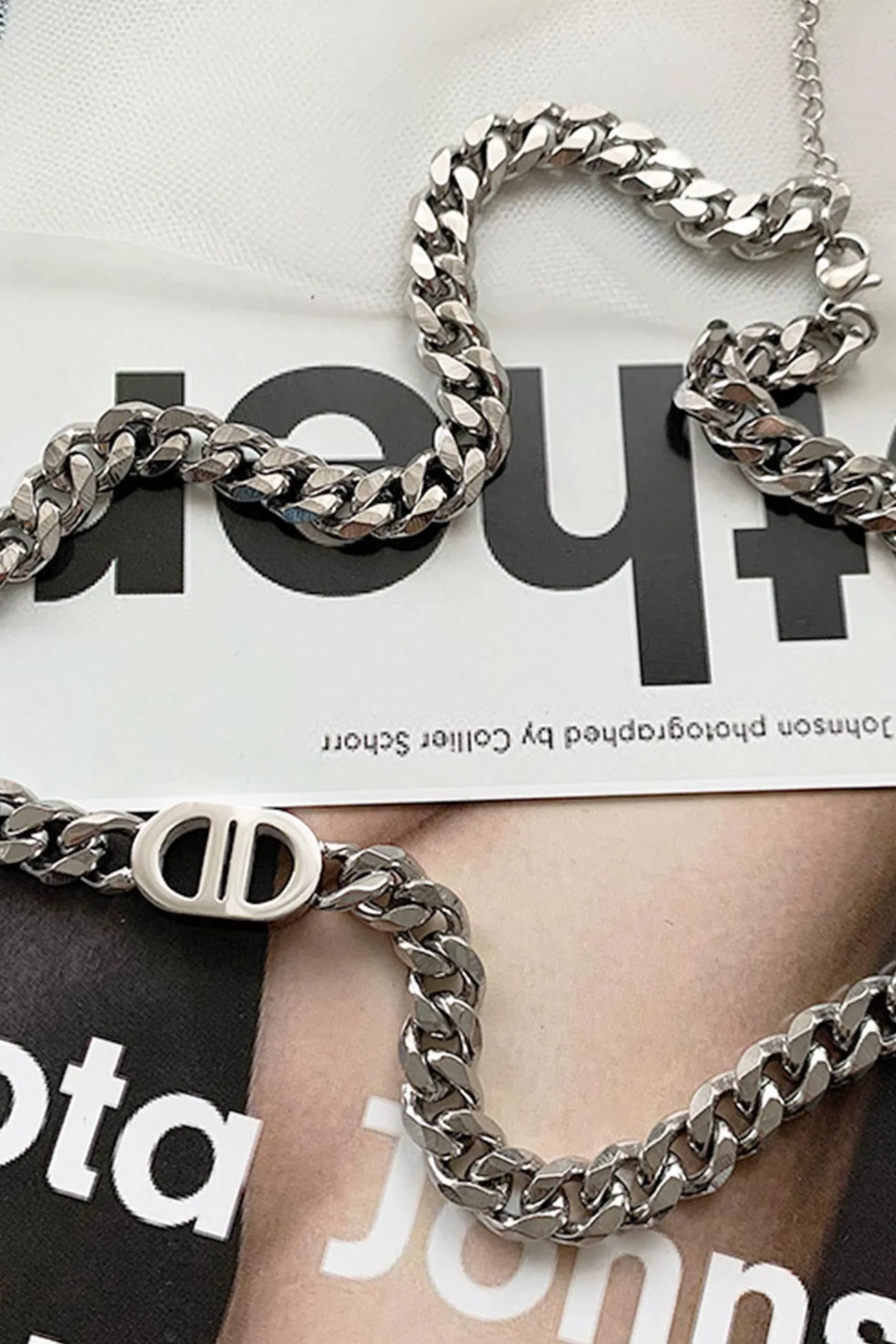 Chunky Chain Letter Double D Necklace & Bracelet