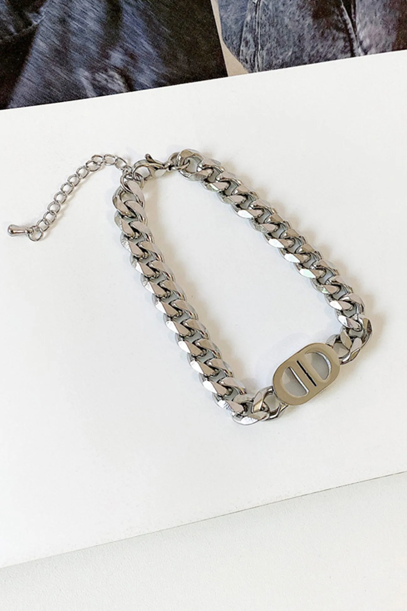 Chunky Chain Letter Double D Necklace & Bracelet